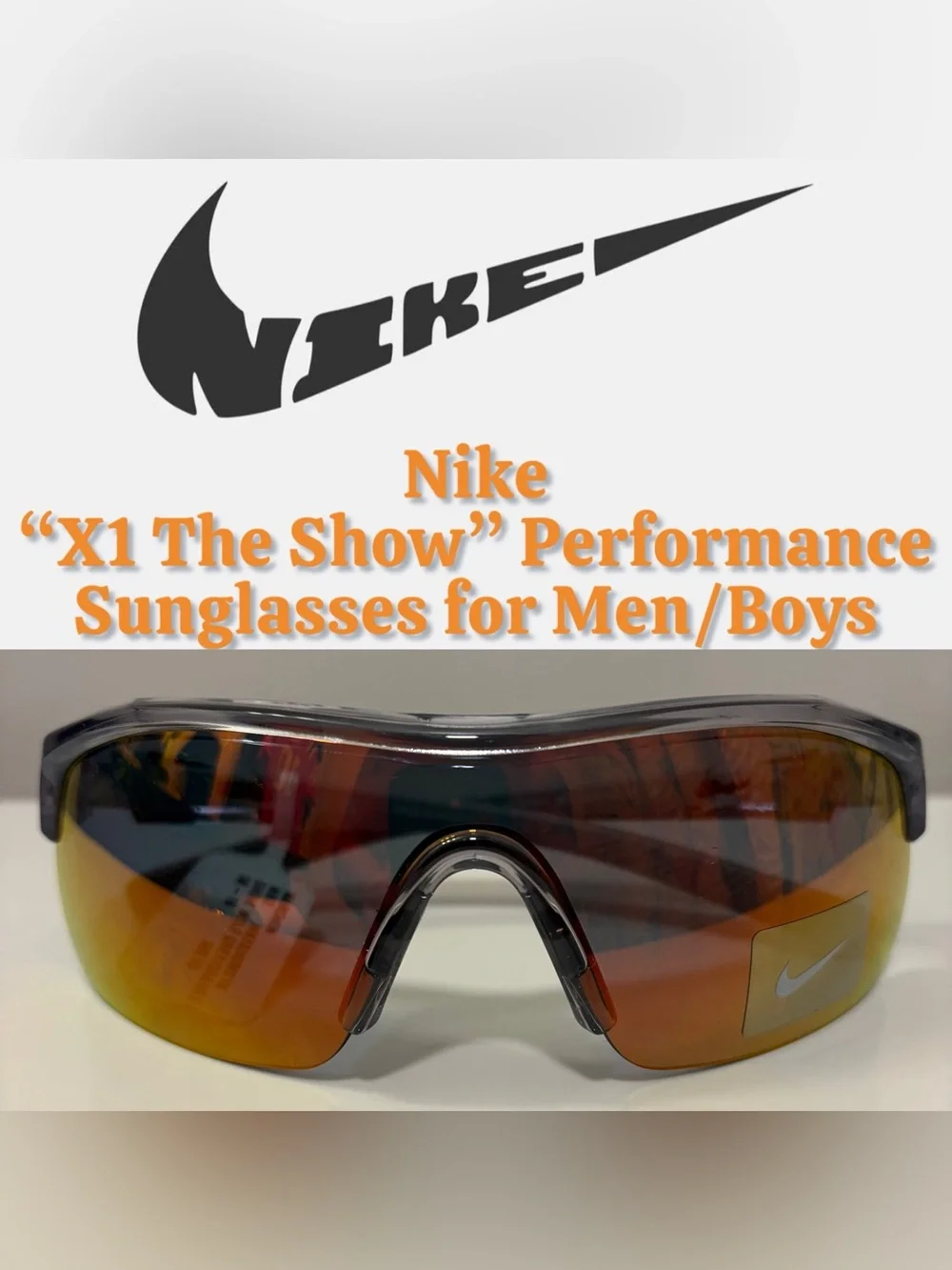 Nike - X1 The Show Performance Sunglasses in Wolf Gray/Orange (NWT)